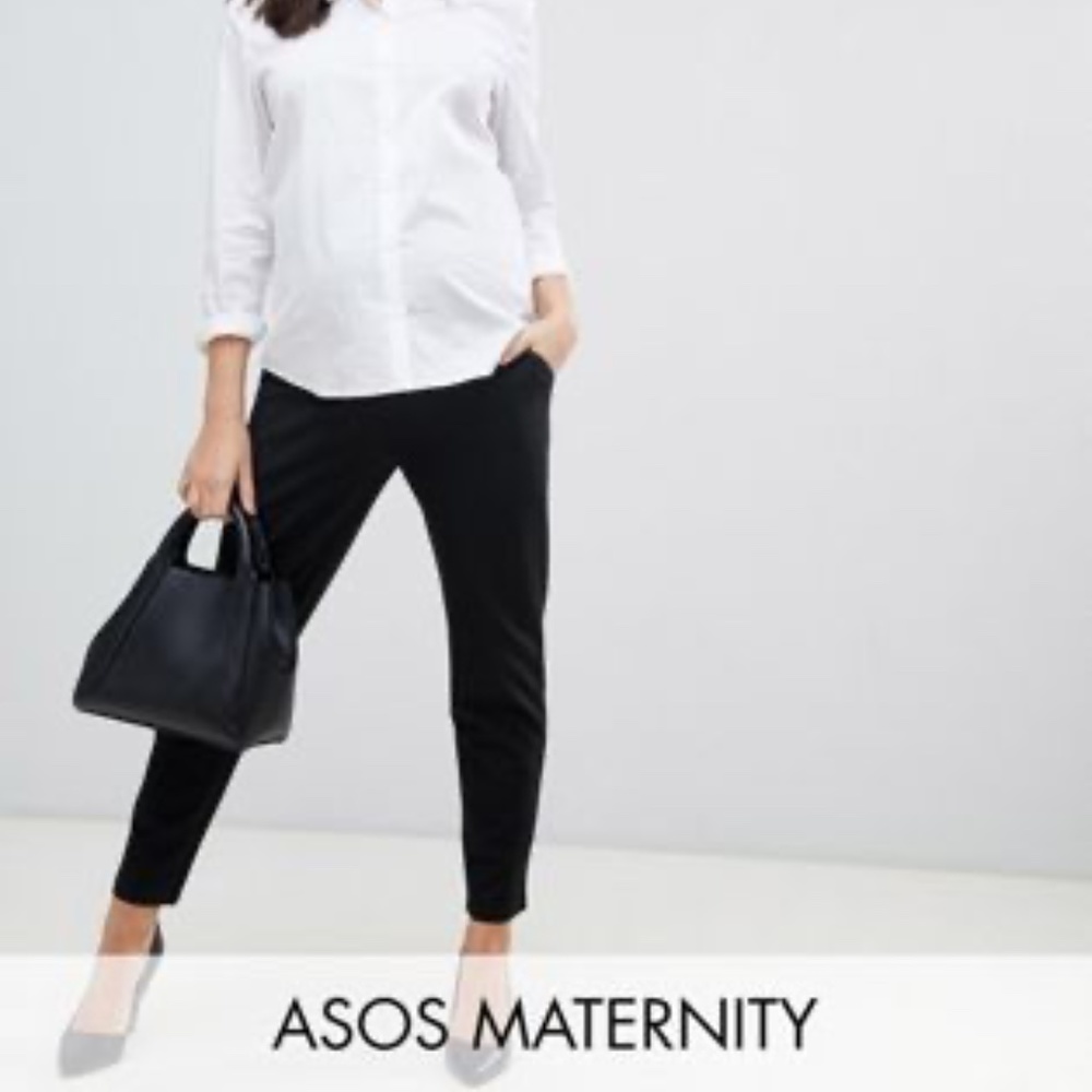 ASOS DESIGN Maternity basic jersey smart skinny trousers in ponte with bump ban